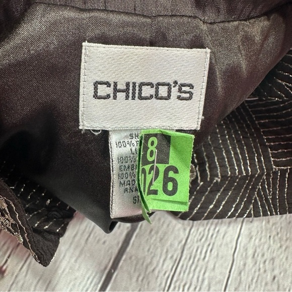 chico's Elegant Embroidered floral Women's blazer Jacket sz 2 (Large 12) - Picture 8 of 11